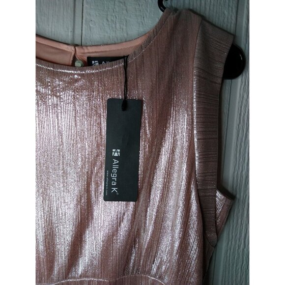 Allegra K Women's Sz S Pink Metallic Sleeveless Mini Sheath Dress Party  NWT - Picture 2 of 7